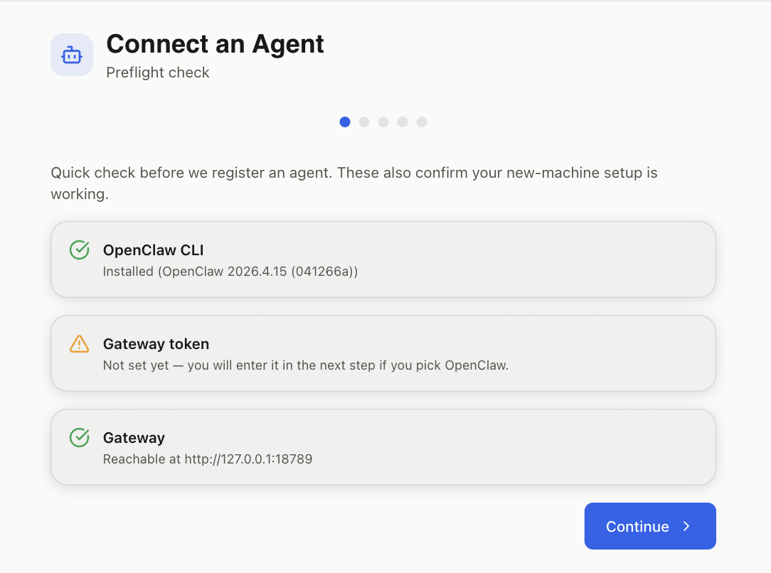Gateway token amber — not set yet